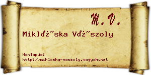 Miklóska Vászoly névjegykártya